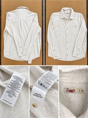 Faherty Cream Textured Button-Down Shirt Jacket